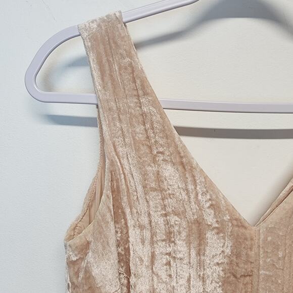 Ann Taylor Crushed Velvet Tank Swing Mini Dress Size 2P Blush Lined V-neck Glam - Picture 7 of 13